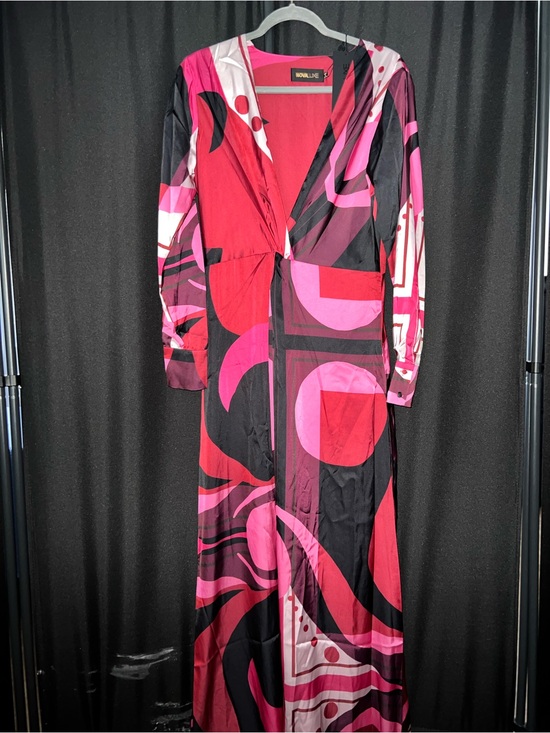 Fashion Nova Dresses & Skirts - Fashion Nova Pink & Black Abstract Maxi Wrap Dress